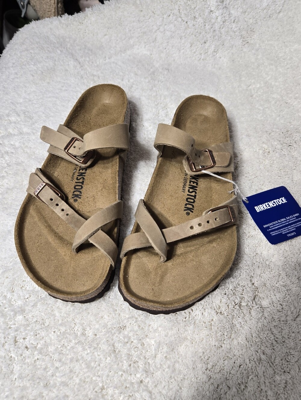Birkenstock Mayari sandals in tobacco brown oiled leather Sz 9 Women 7 Men New